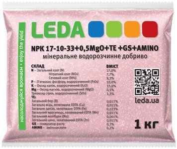 Удобрение, NPK 17-10-33 +0,5MgO+TE +GS+AMINO, 1 кг 89938 фото
